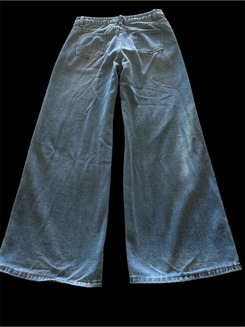 Dazy Super Baggie Wide Leg Women's Jeans in Medium  Blue Denim 28x28